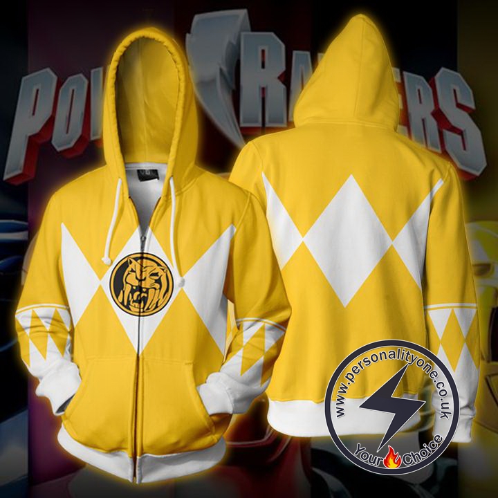 Power Rangers Yellow Zip Up Hoodie Jacket